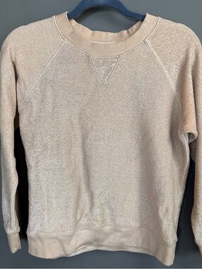 MOTHER Crewneck Sweatshirt in pale pink metallic